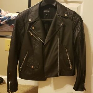 Express Leather Quilted Moto Jacket